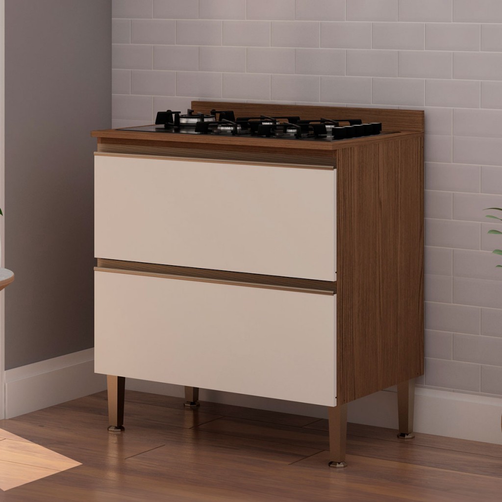 Balcão de Cozinha Conecta 2 Portas Ebano/Fosco - Genialflex em Oferta na Shopee