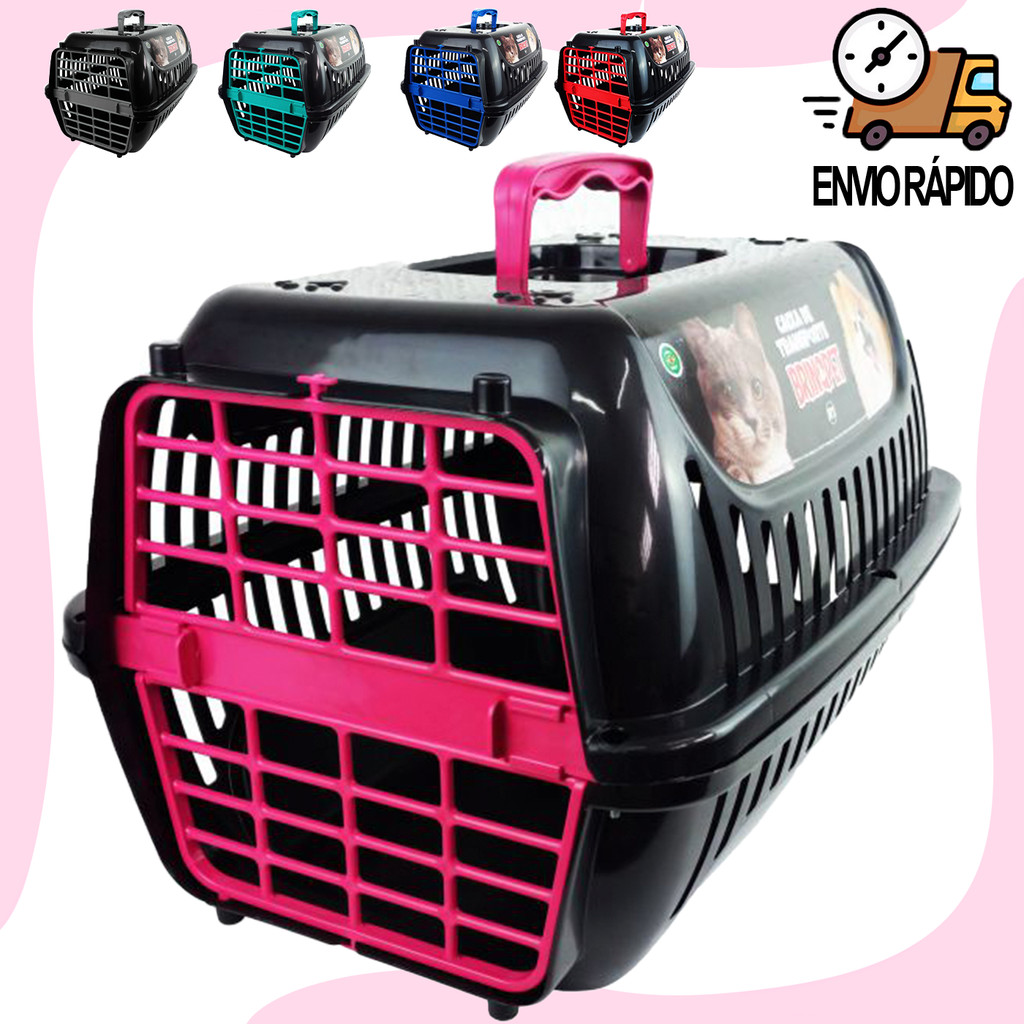 Caixa de Transporte Gato Cães N2 Casinha Gato Cachorro 4 Travas 1 Alça
