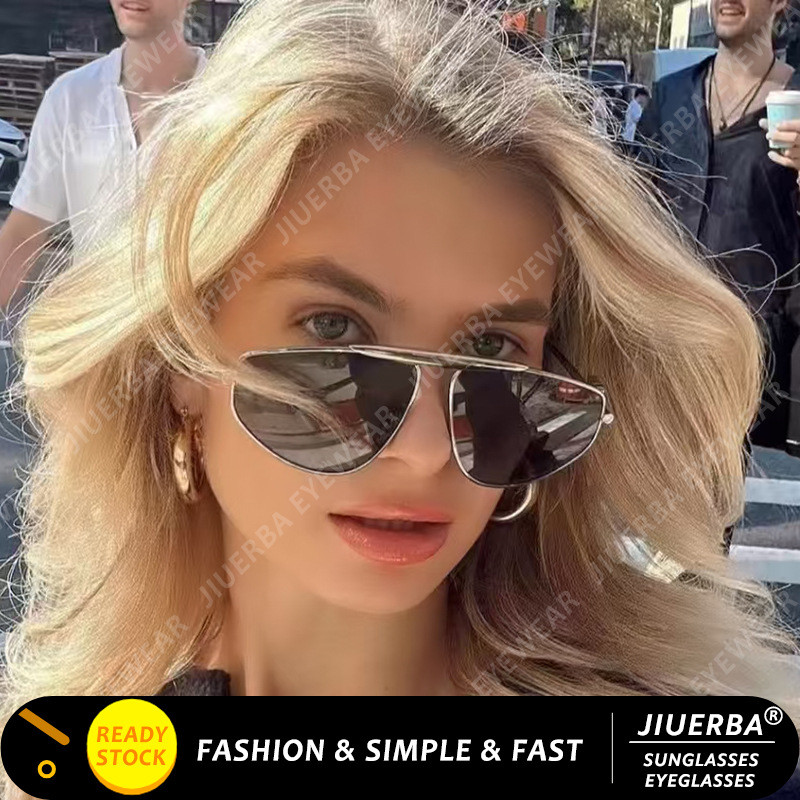 (JIUERBA) Óculos De Sol Aviador De Armação Grande Coloridos Com De Metal Vintage Ocidental em Oferta na Shopee