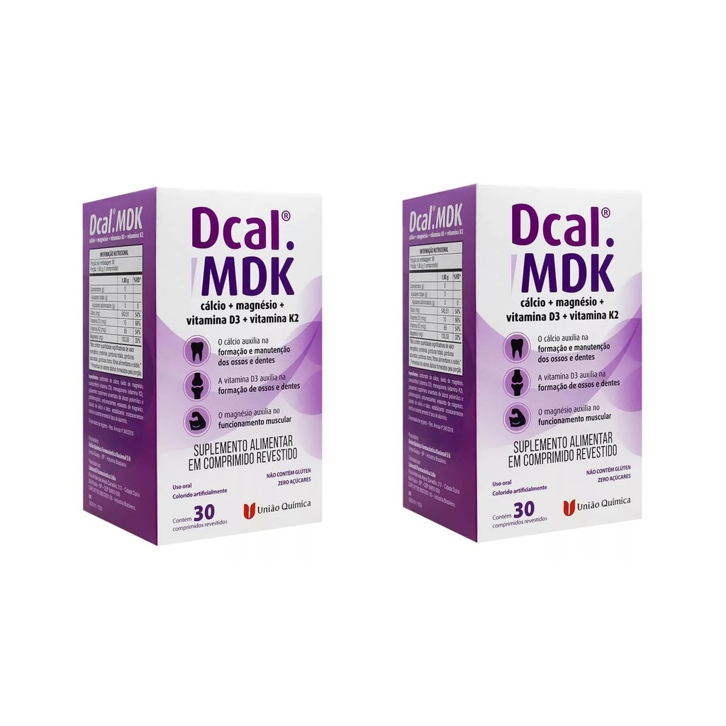 Kit 2 Suplemento Dcal Mdk Cálcio Magnésio Vitamina D3 30cps