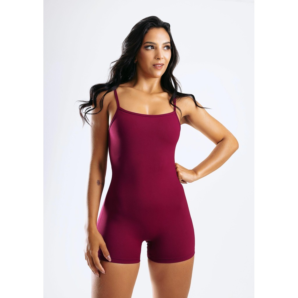 Macaquinho Poliamida Academia Fitness Vinho em  MC171 em Oferta na Shopee