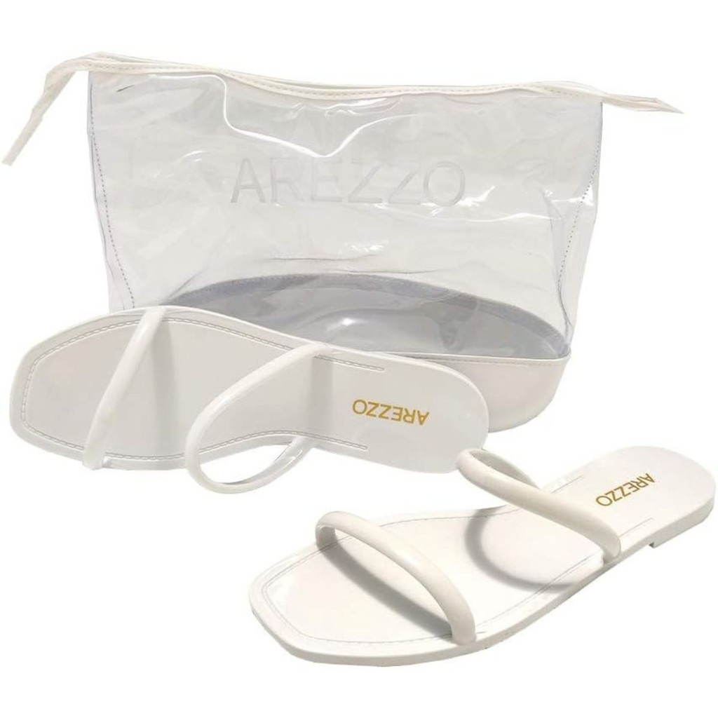 Kit Rasteirinha Arezzo Duas Tiras Com Bolsa Branca Ano Novo