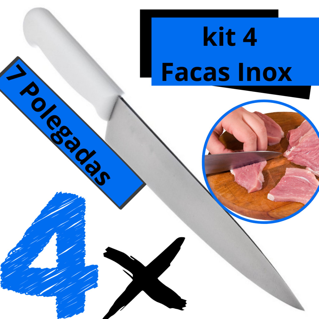 Professional 4-Piece 7" Stainless Steel Filleting Knife Set with White Handles