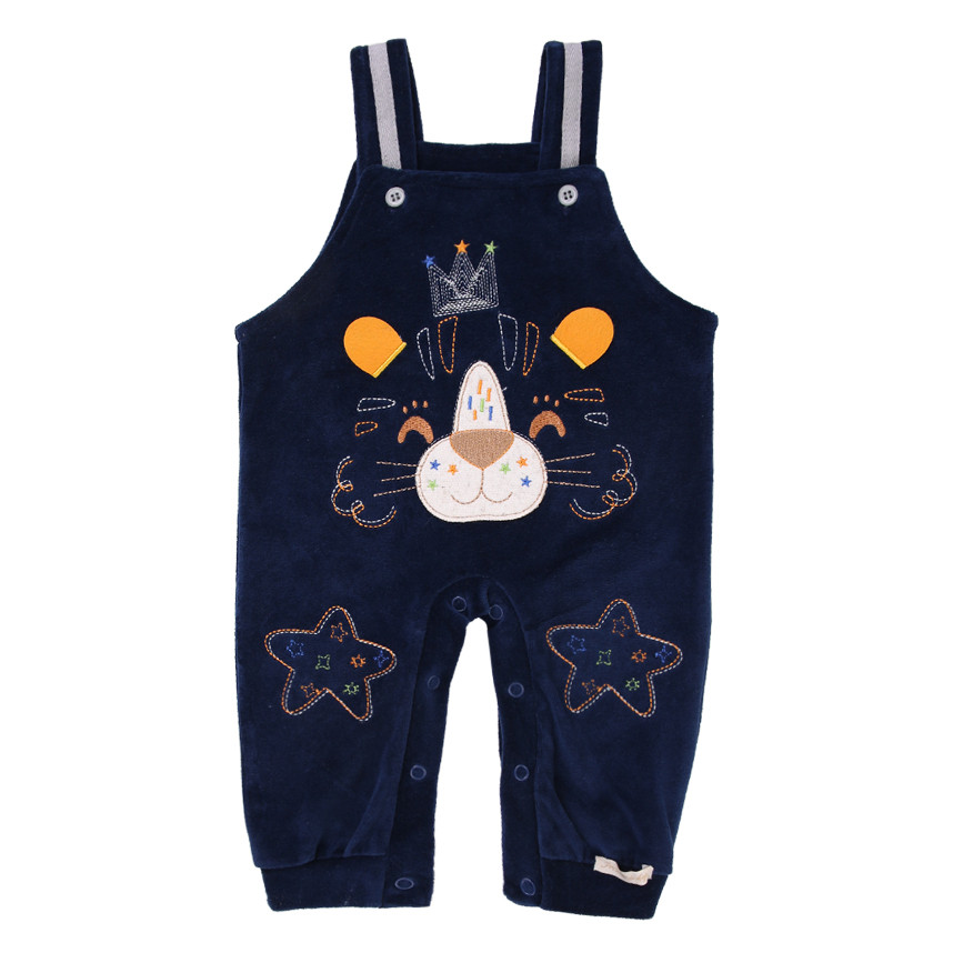 Macacão Longo Bebê Presente de Anjo Jardineira Bordado Tigre