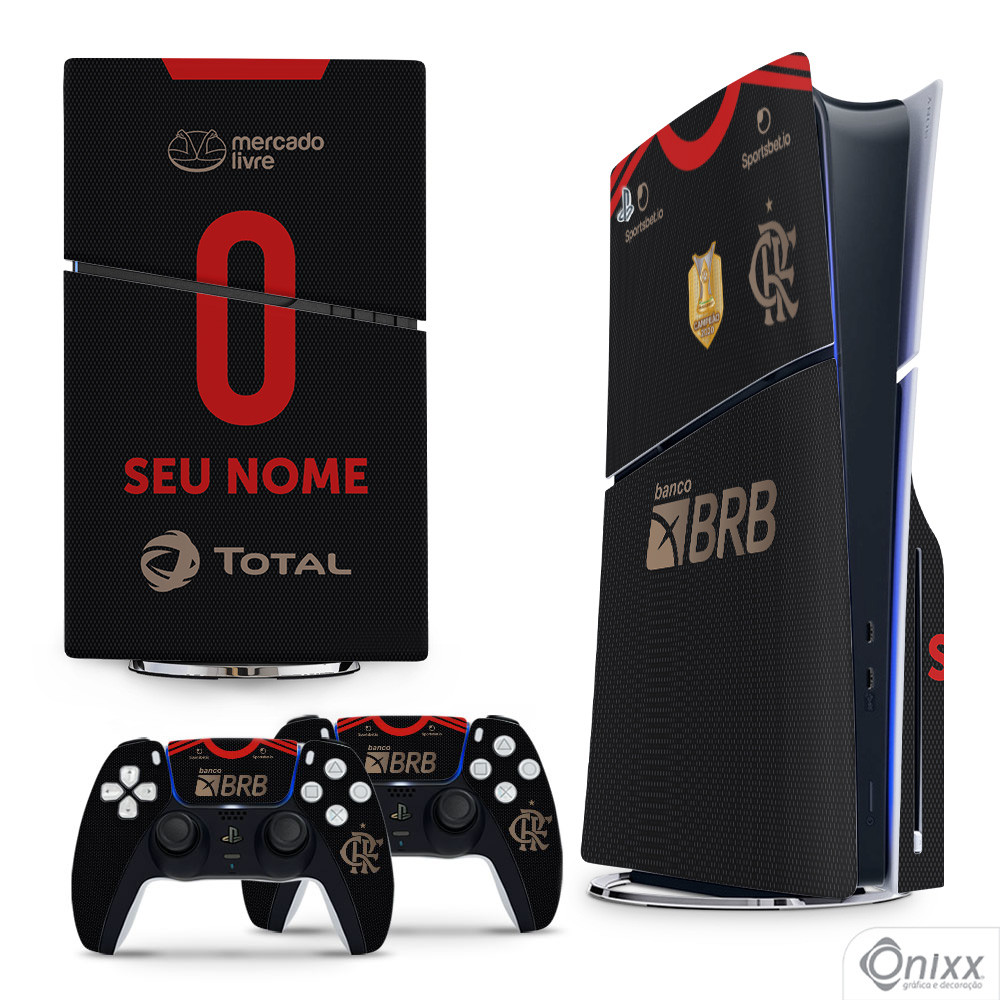 Skin PS5 Slim Adesiva - Modelo 1102 (Personalizável - Nome e Número)