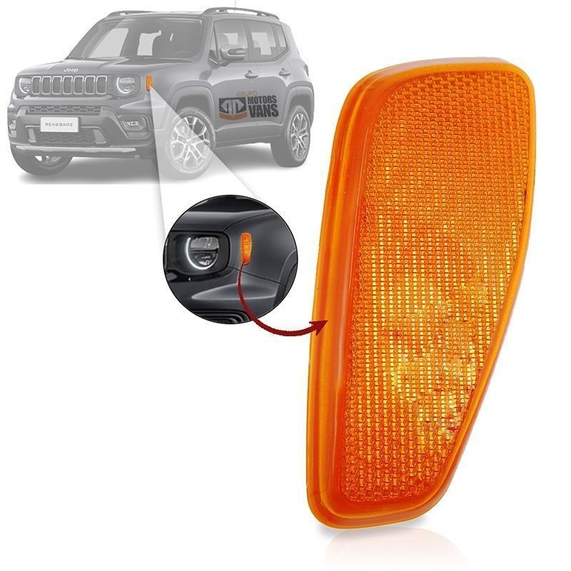 OLHO DE GATO REFLETOR JEEP RENEGADE 2015 A 2023 LARANJA LADO ESQUERDO