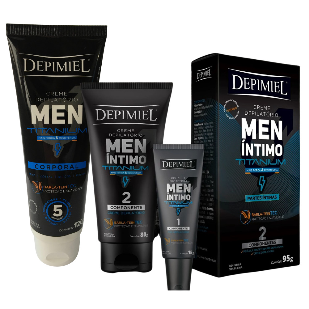 Kit Depilação Depimiel Masculino Men Corpo + Partes Íntimas em Oferta na Shopee