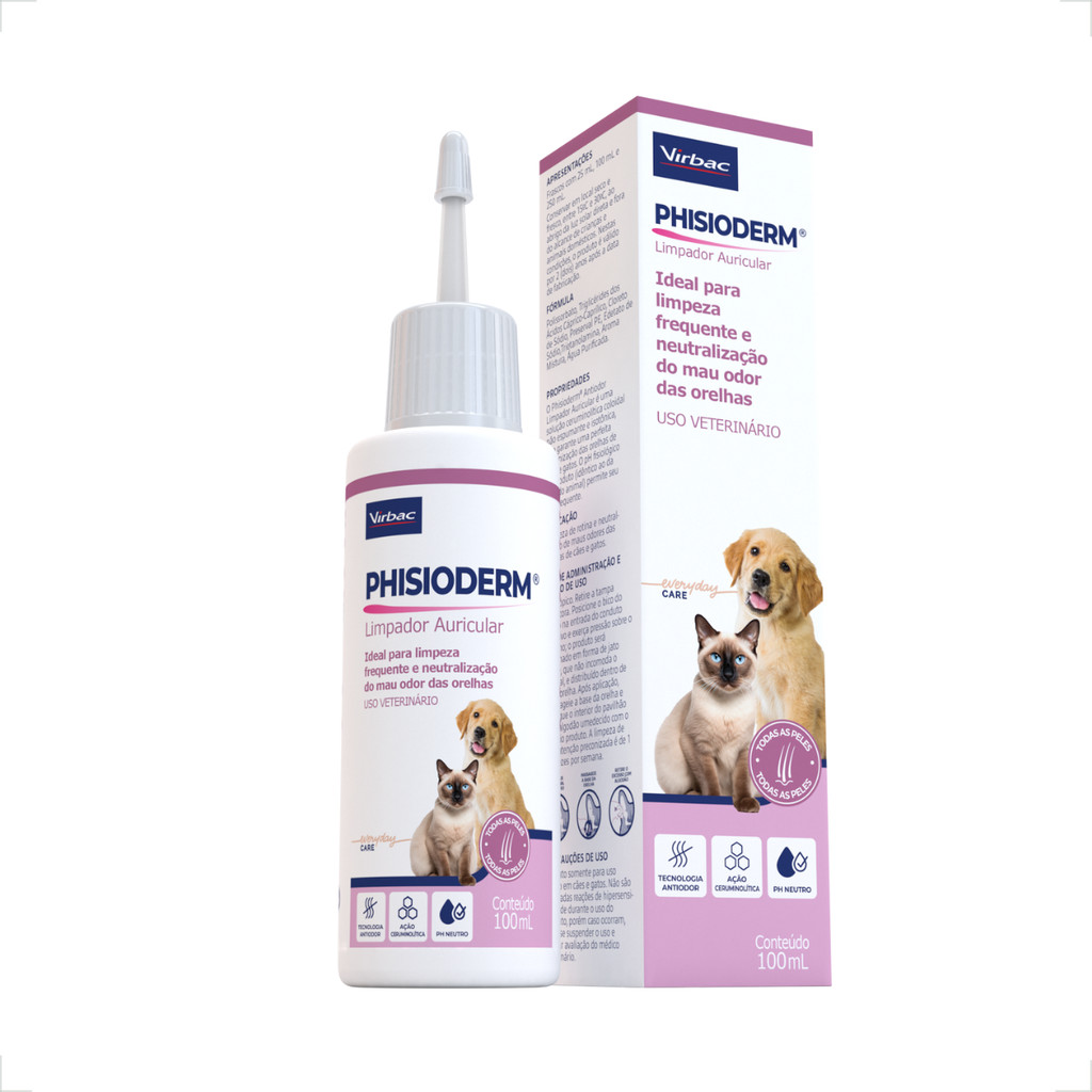 Phisioderm Limpador Auricular Virbac - 100mL - Pets