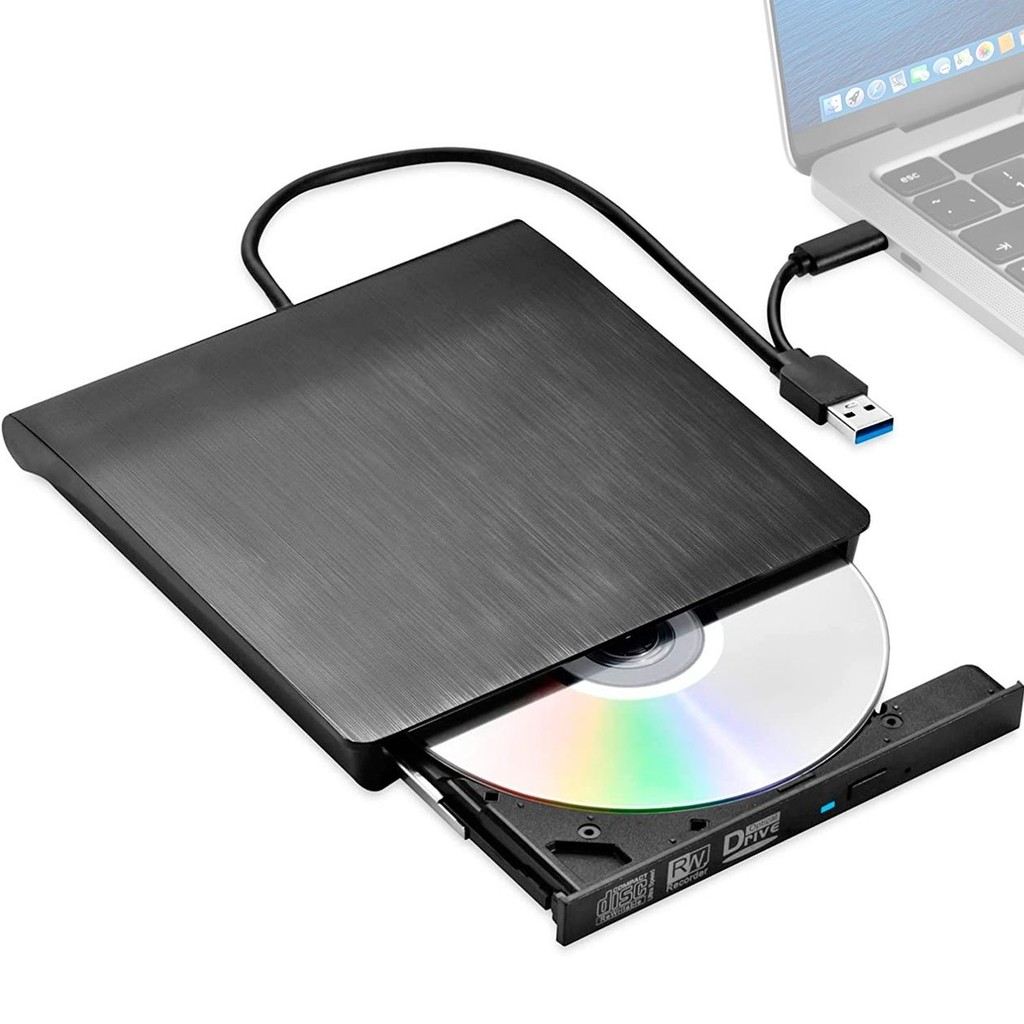 Gravador Leitor Portátil Externo USB 3.0 Tipo C CD DVD Computador Notebook Alta Velocidade Compacto Plug Play