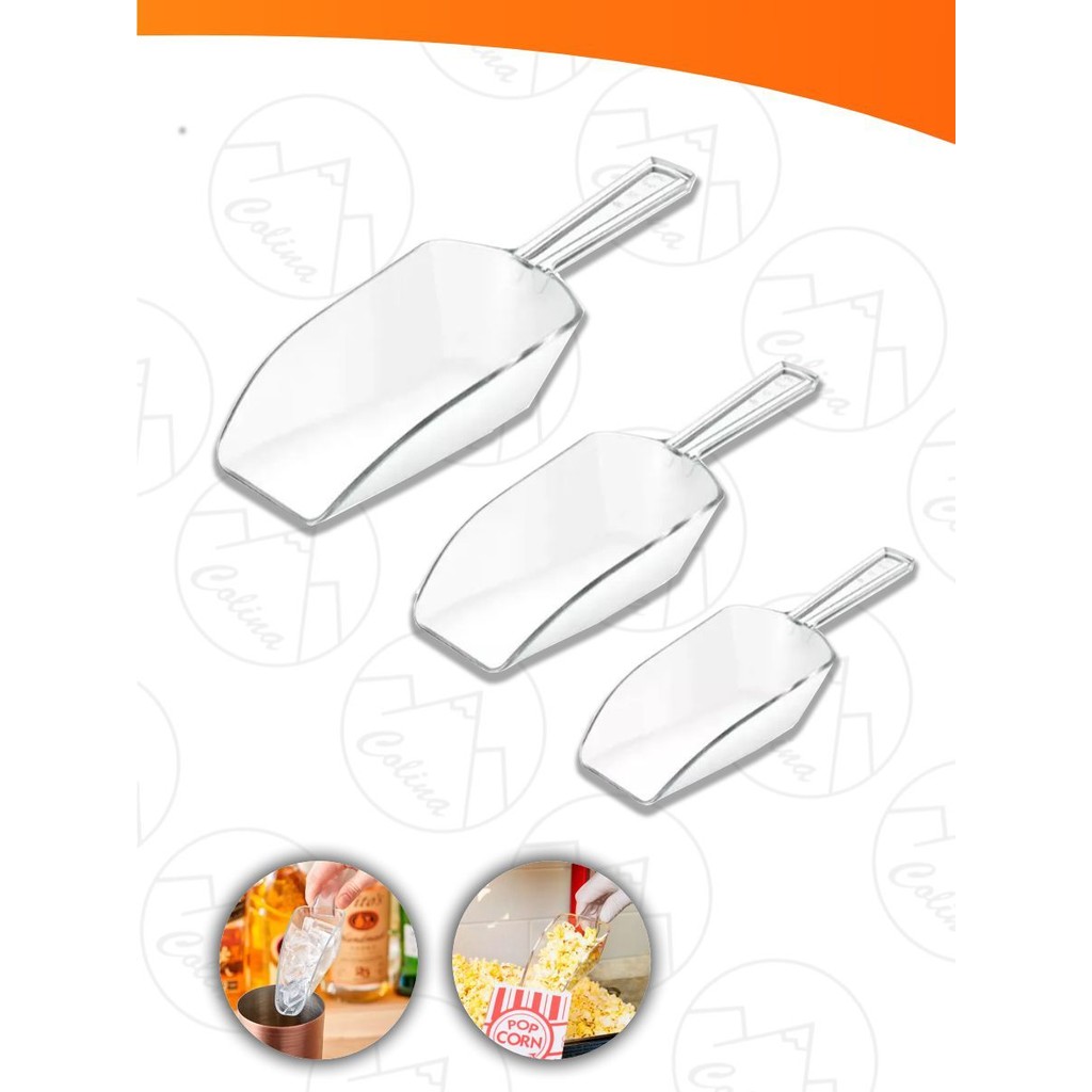 Kit 3 Colher Medidora Plástico Pás Dosadoras para Grãos Cereais Ração Cozinha Multiuso Transparente Kolling Sell