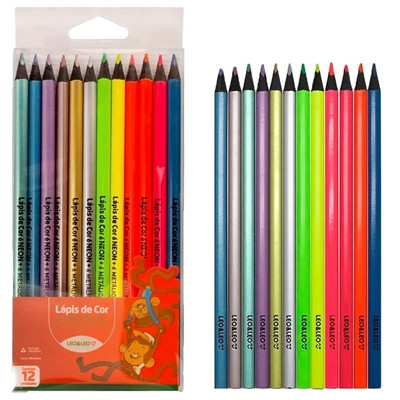 Lápis 12 Cores Especiais 6 Cores Neon E Metálicas Leoeleo em Oferta na Shopee