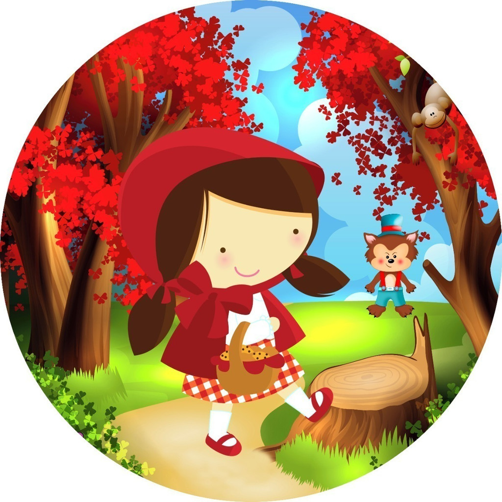 Painel Redondo Chapeuzinho Vermelho 50x50cm Com Elástico em Oferta na Shopee