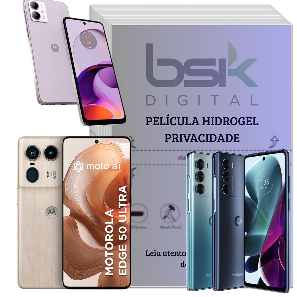 Película Hidrogel Premium Privacidade Fosca Motorola Modelos Moto G Edge One Hyper Fusion Pro Power Razr Ultra Zoom Plus