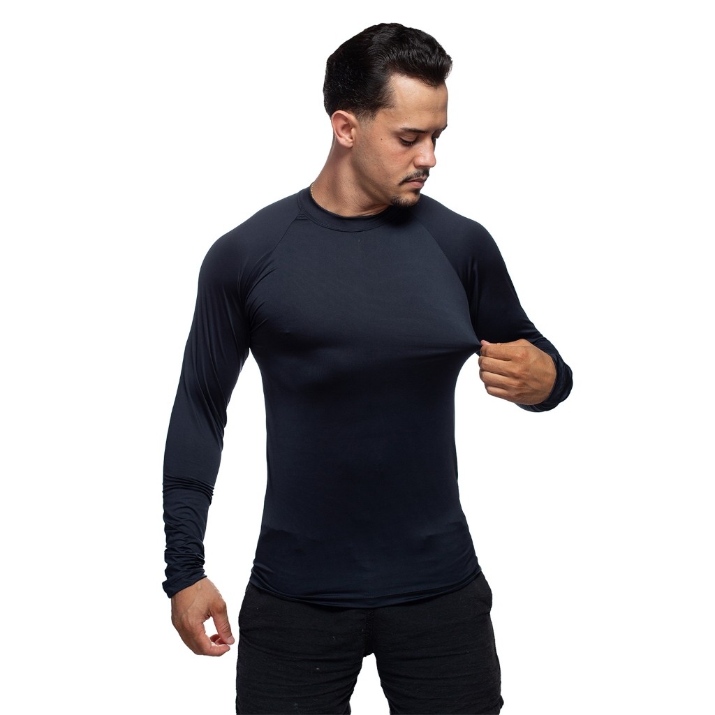 Camisa Térmica Proteção Uv 50+ Segunda Pele Camiseta Blusa Malha Fria Unissex Academia Manga Longa