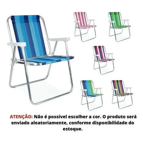 Kit 2 cadeiras de praia alta em alumínio cores variadas Mor 2101 cor colorido em Oferta na Shopee