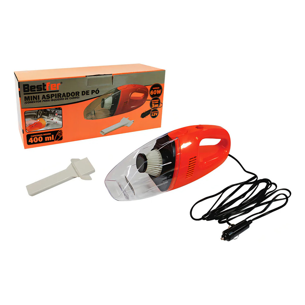 Mini Aspirador de Pó Automotivo Portátil 60W (Tomada 12V) BESTFER BFH1874