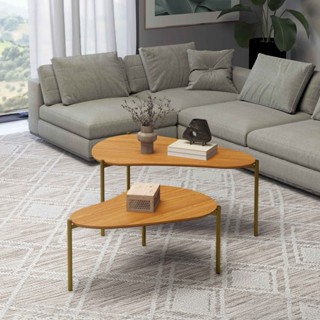 Conjunto Mesa de Centro Orgânica Florença Freijó - Dalla Costa em Oferta na Shopee