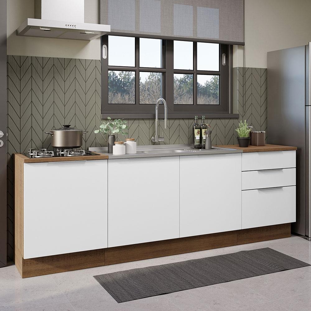 Armário de Cozinha Compacta 240cm Stella Madesa 01 em Oferta na Shopee