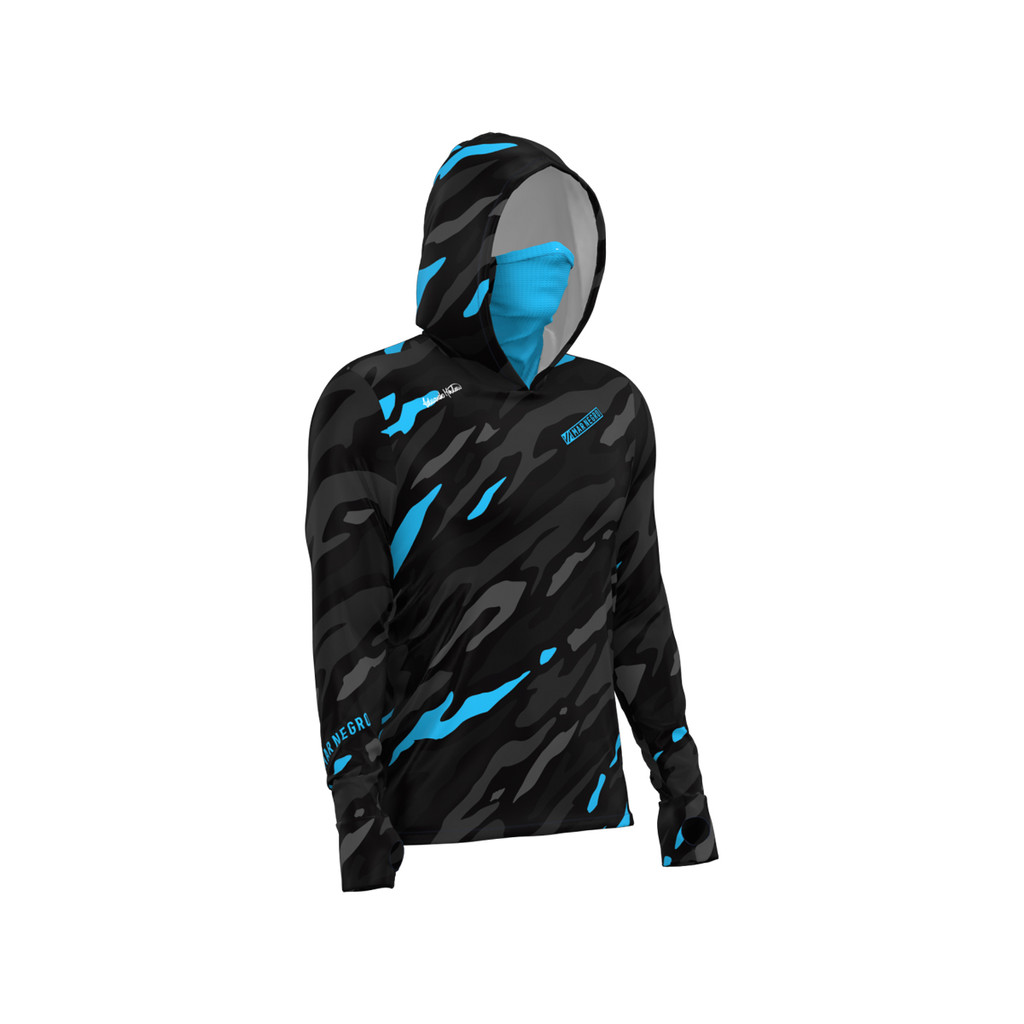 Camiseta de Pesca Mar Negro X Protection 360 Sublimada By Eduardo Monteiro - Camo Blue