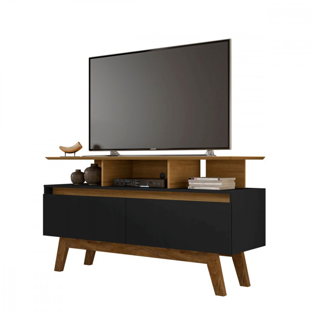 Rack Para TV de Até 50 Polegadas Cinamomo/Preto Fosco Rubi Bechara em Oferta na Shopee