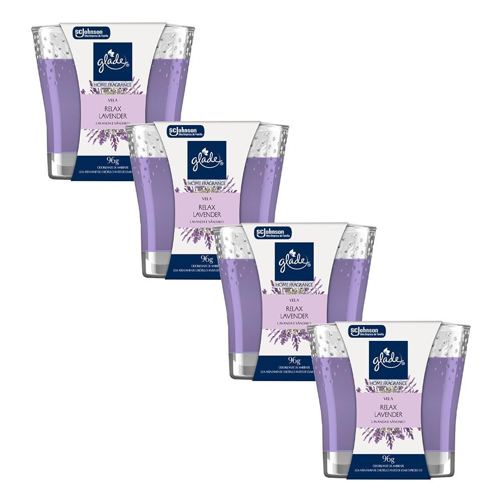 Kit 4 Vela Perfumada Relax Lavender Glade Home Fragrance 96g cada em Oferta na Shopee