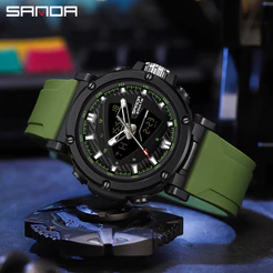 SANDA Triangle Display Relógio Masculino Moderno Simples Multifuncional À Prova D'água SD9052-3