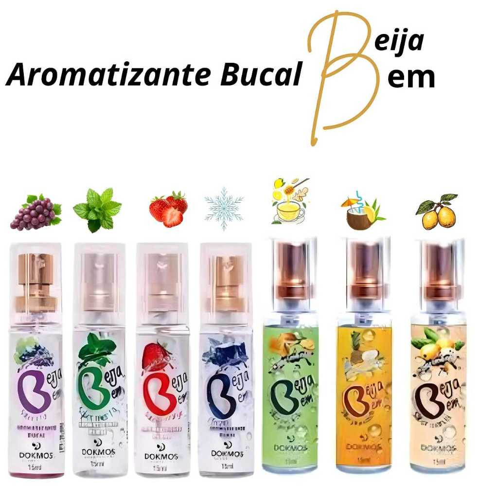 Kit Com 2 Unidades Aromatizante Bucal Beija Bem Refrescante 15mL Dokmos