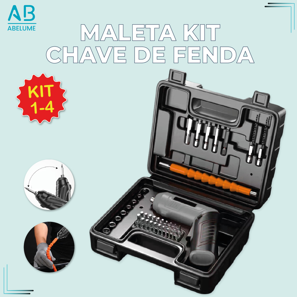 Parafusadeira Furadeira Portátil com bateria sem fio recarregável USB com maleta completa em Oferta na Shopee