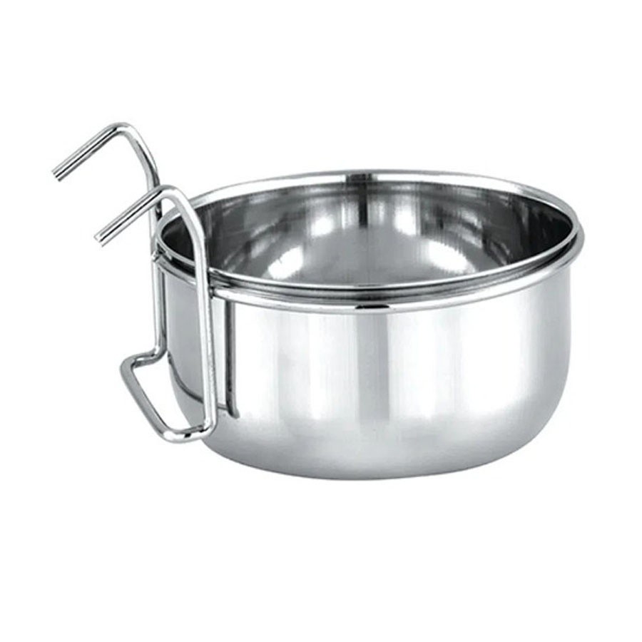 Comedouro Caneca Inox Pássaros Grande Gancho 300ml Chalesco em Oferta na Shopee