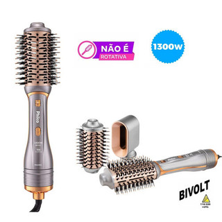 Escova Secadora Philco PES19SG 1300W Bivolt 3 Acessórios Seca Alisa Modela e da Volume