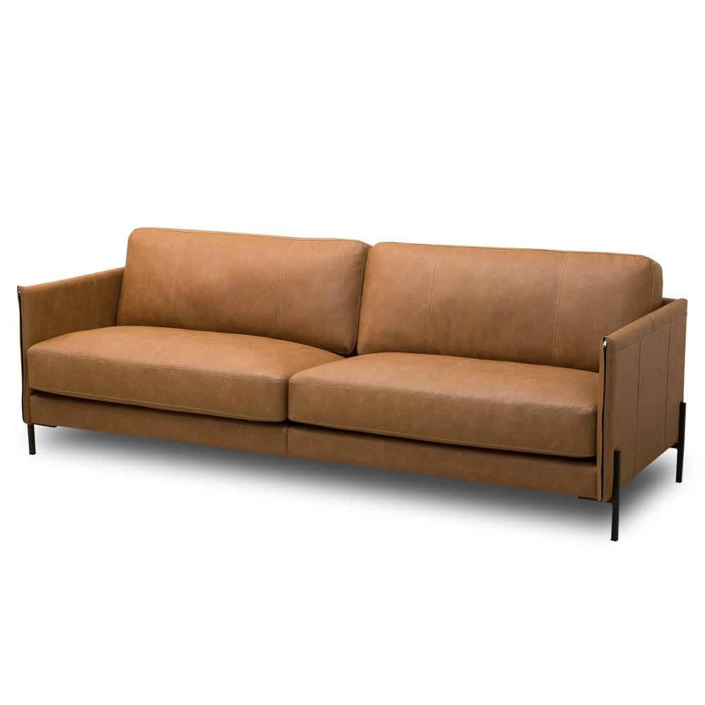 Sofá 3 Lugares Para Sala Living 210cm Bliss L08 Couro Camel  - Mpozenato em Oferta na Shopee