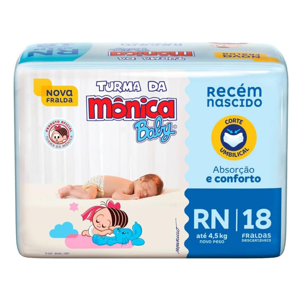 Turma da Mônica Baby Fralda Jumbinho Rn 18 Unidades