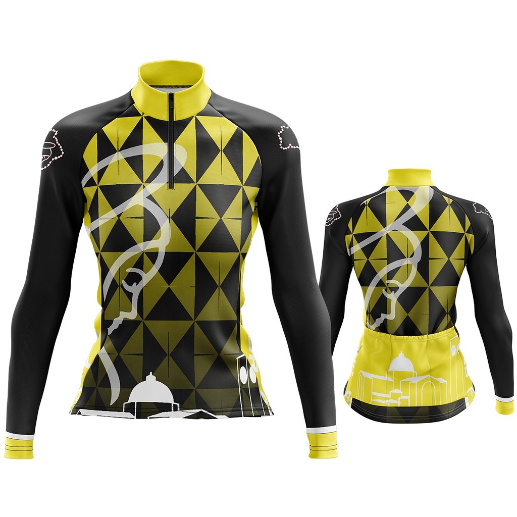 Camisa Ciclismo Mountain Bike Feminina Manga Longa Pro Tour Santa para Pedalar Ciclista Dry Fit  UV com Bolsos Bicicleta