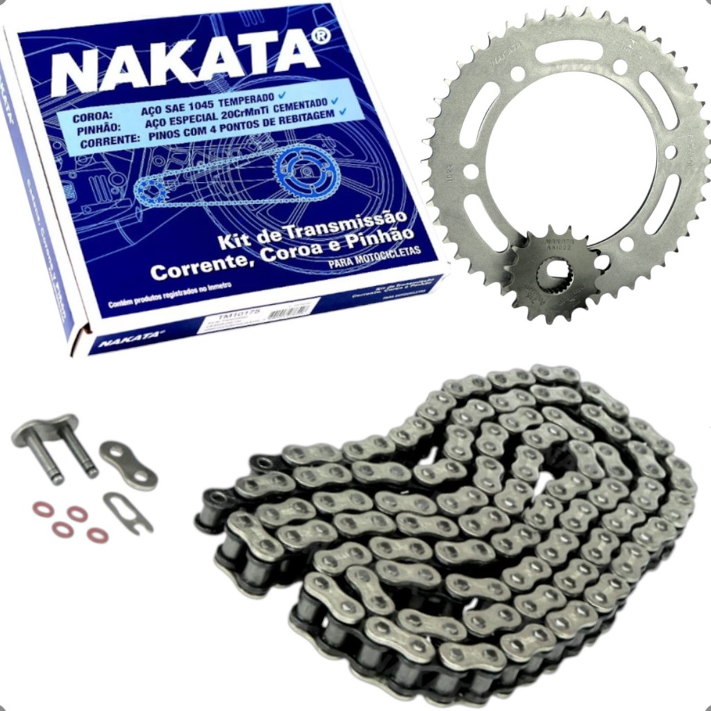 Kit Transmissao Relação Coroa Pinhao Corrente Com oring Nakata Yamaha Fazer FZ25 250 2018 A 2024