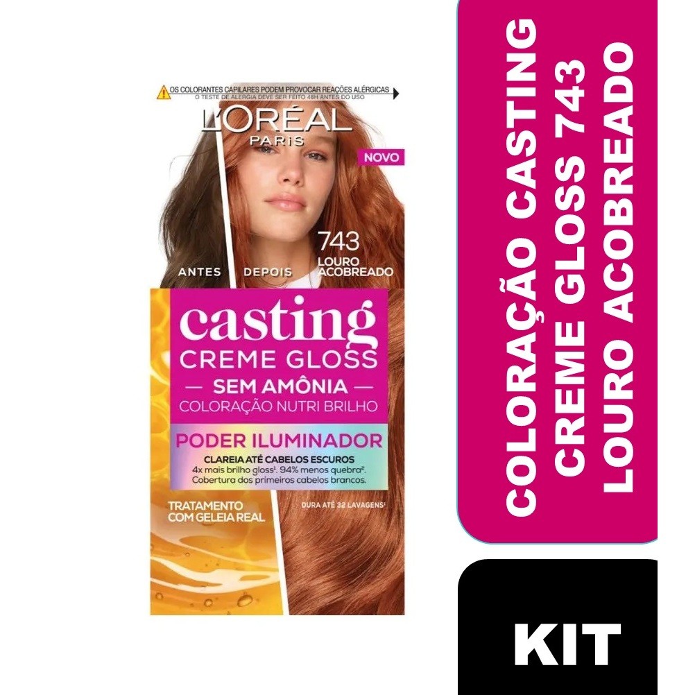 Creme Gloss Casting Poder Iluminador 743 Louro Acobreado em Oferta na Shopee