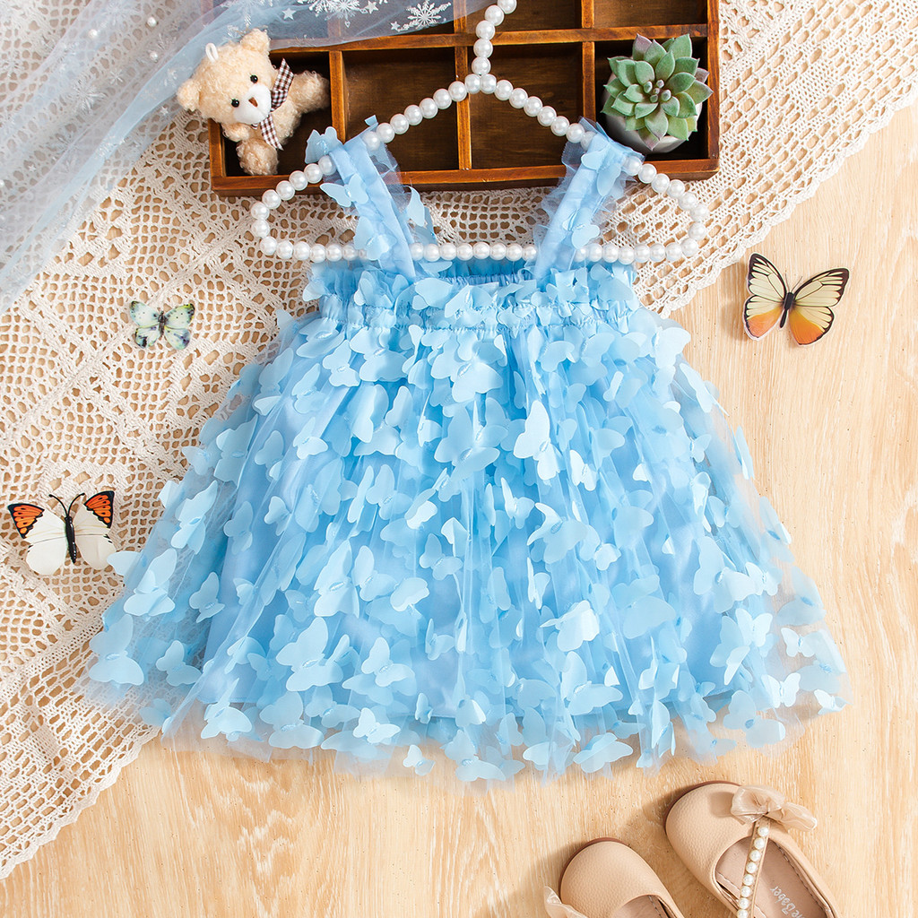Vestido De Menina Lindo Gaze De Borboleta Presente De Aniversário Infantil Disponível Em Várias Cores