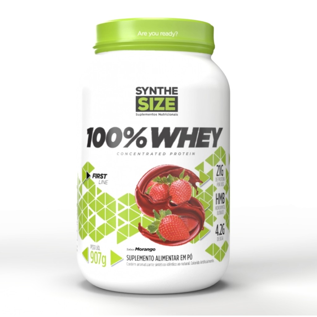 100% Whey Protein Concentrado 900g (Morango) SyntheSize