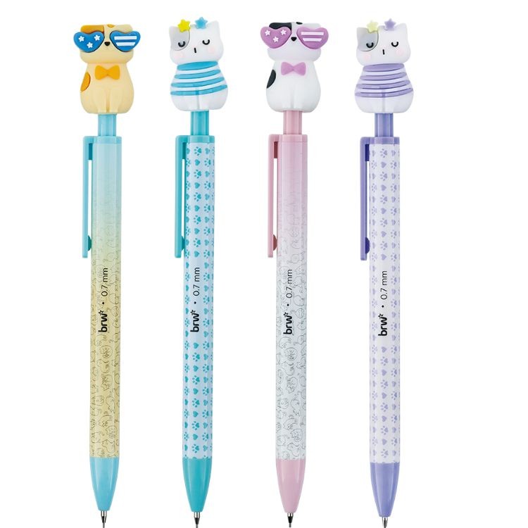 Lapiseira Plástica Divertida Cat 0.7mm BRW em Oferta na Shopee