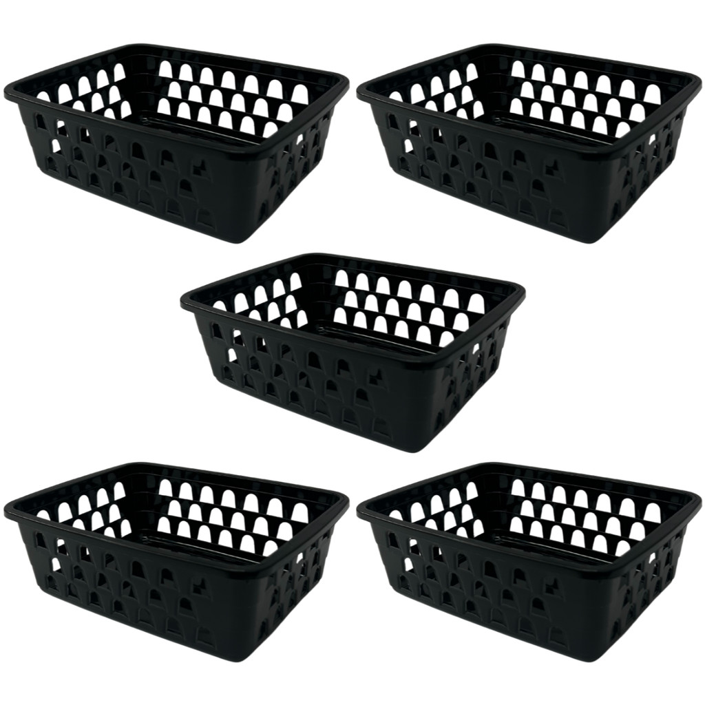 Kit 5 Cestos Organizador Multiuso Médio Empilhável Armário Gaveta Lavanderia 20x16x6