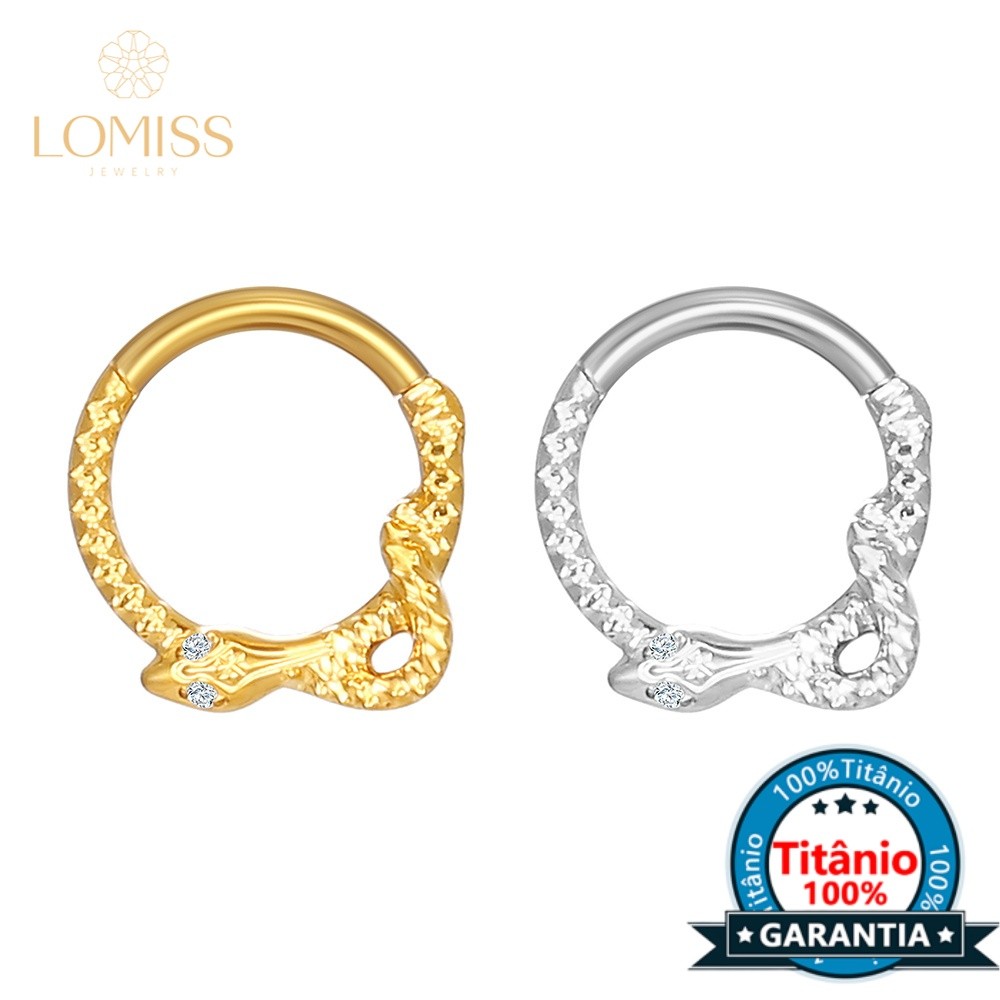 Piercing Septo Rook Conch Argola Titânio Detalhes Cobra em Oferta na Shopee