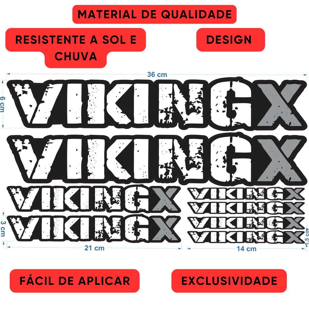 Adesivo Quadro Bike Viking X Cores Kit Quadro Completo
