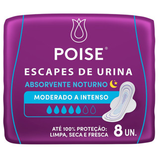 Absorvente Noturno Poise Escapes de Urina Moderado A Intenso com 8 Unidades em Oferta na Shopee