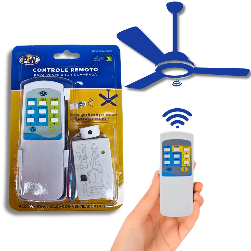 Controle Remoto para Ventilador de Teto e Lâmpada Compatível com Ventisol Tron Arge Aliseu Mondial