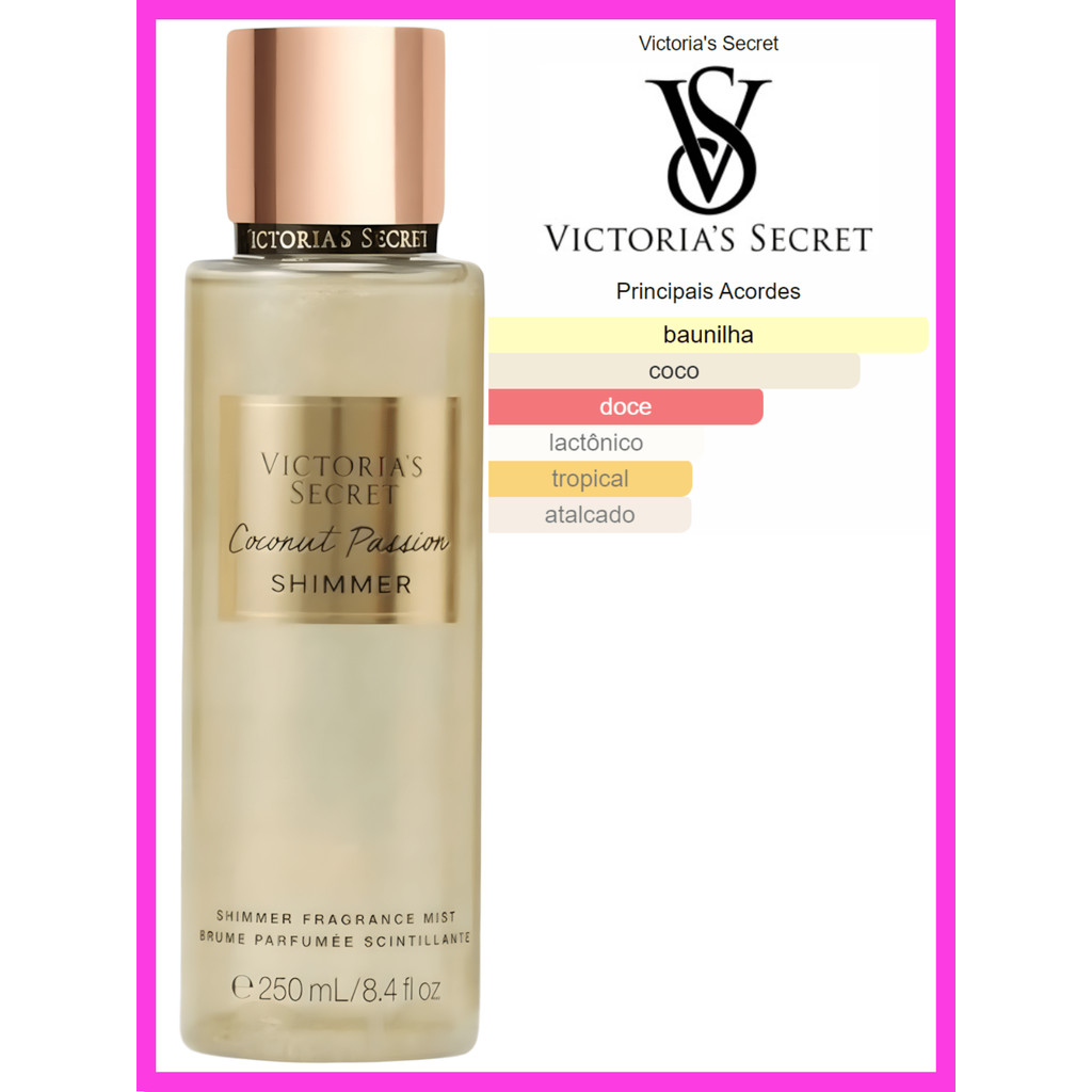 Perfume Feminino Victorias Secret Coconut Passion Shimmer | Body Splash Corporal 250ml | Edição Limitada