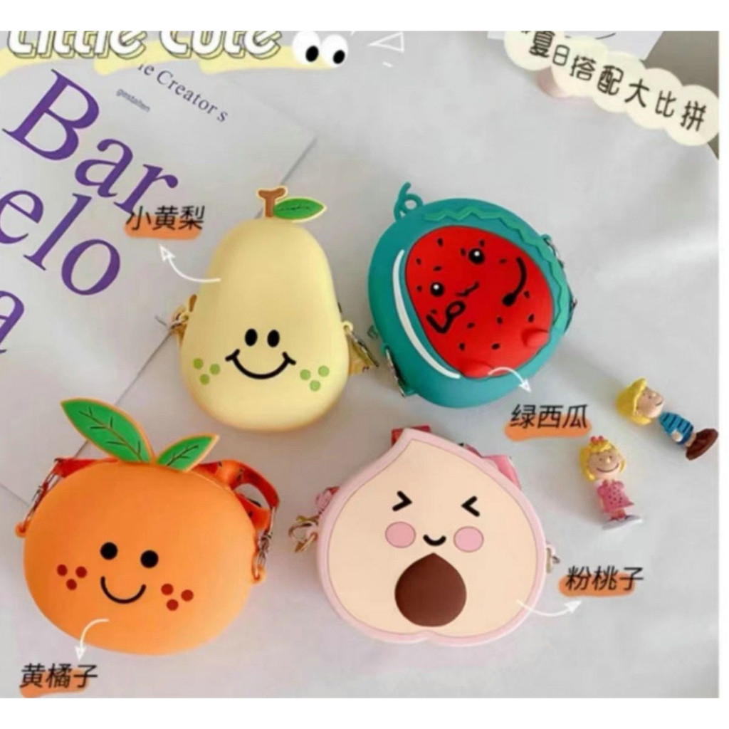 Bolsa infantil frutinhas fofa silicone