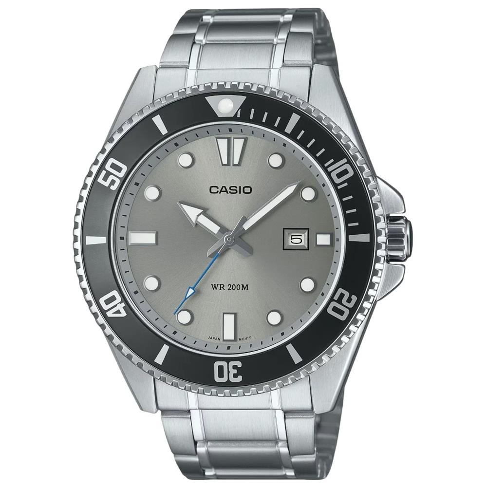 Relógio Casio Masculino Ref: Mdv-107d-8avdf Duro Diver Prateado