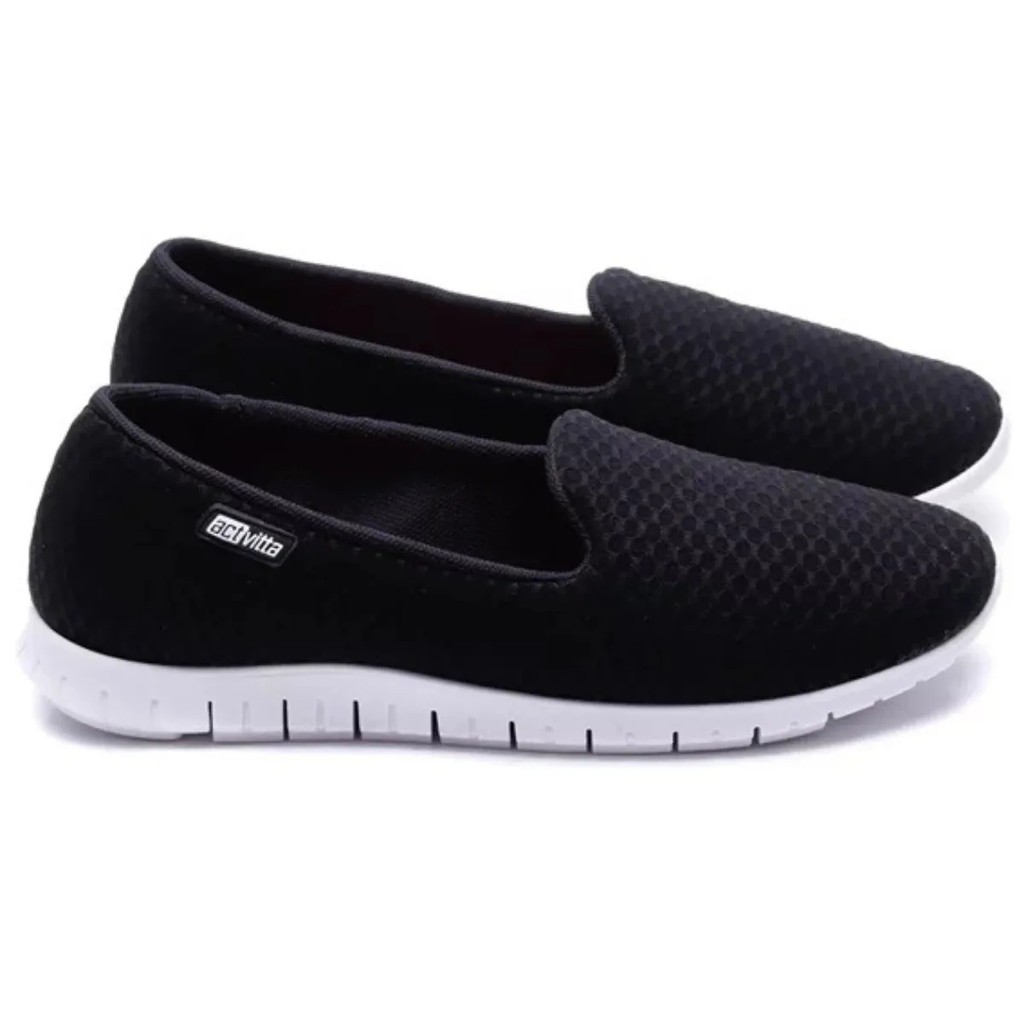 Tênis Feminino Activitta Slip On Conforto Feminino Preto