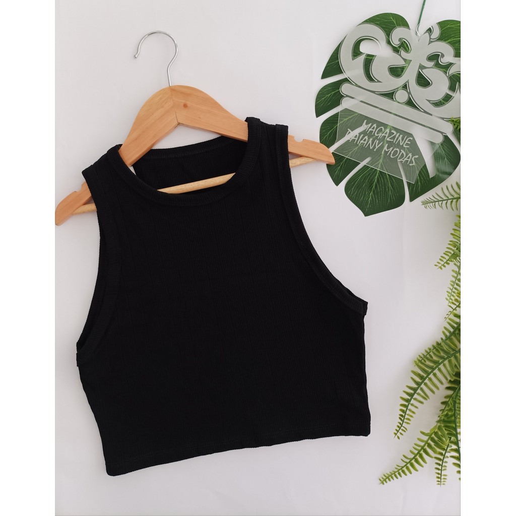 Cropped Canelado Gola Redonda