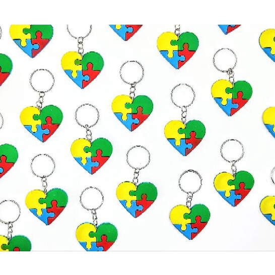Chaveiro Coração Autista 10un Barato Conscientização Autismo Novo Novo