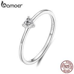 Anel De Prata Esterlina 925 Bamoer Amor Coração Design Joias Presente Feminino